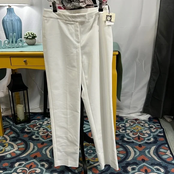 Anne Klein Pants Jumpsuits Anne Klein White Straight Leg Trousers Size 2 Nwt Poshmark